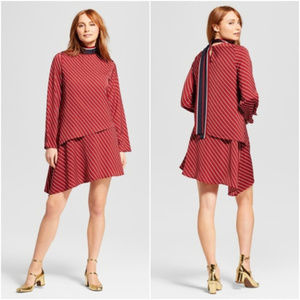 NWT Women's Stripe Dress Who What Wear™ Red Satin